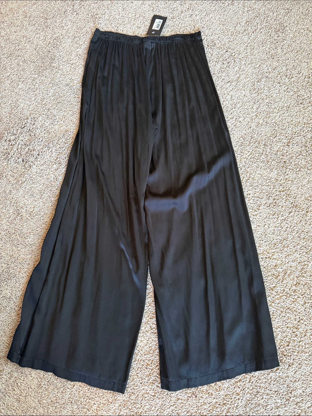 NWT Bryn Walker Silk Wide Leg Pants Black LargeLagenlook Flowy Luxury - Picture 3 of 4